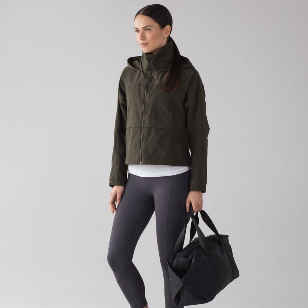 Lululemon Effortless Jacket in Dark Olive, size 4